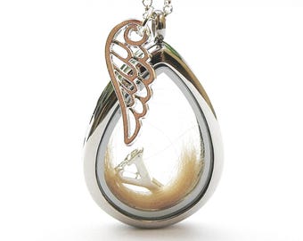 Médaillon pour poils d'animaux, en forme de larme, collier à remplir avec une lettre pour les poils, la fourrure, souvenir pour chiens, chats et chevaux.