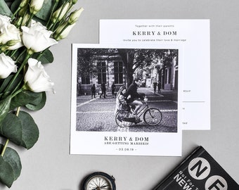 Polaroid Wedding Invitation - Photo Wedding Invitation - Monochrome - Custom - Save the Date cards - Wedding Thank You Postcards