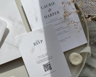 Custom Wedding Invitation Suite with Gold Teardrop Clip I Sample