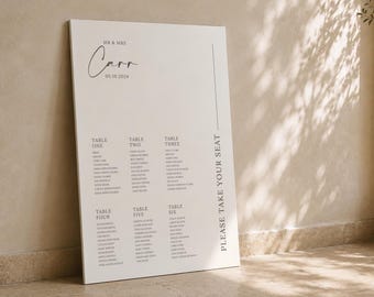 Ivory Wedding Table Plan, Elegant Seating Chart, Printed A1, A2 or Digital File