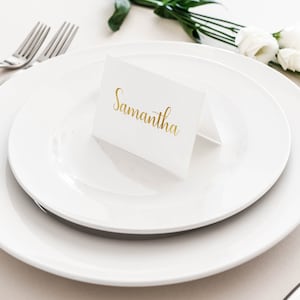 Gold Foil Place Card - Rose Gold wedding place setting - folded name cards
