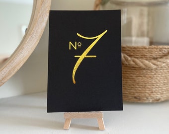 Black and Gold Table Number Cards - Black Table Numbers - Rose Gold Wedding Table Numbers - Silver Table Numbers