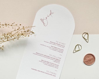 Arch Wedding Menu - Personalised Wedding Menu - Menu Name Card - Pink - Champagne - Sage - Blue - Grey - Terracotta