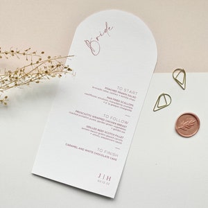 Arch Wedding Menu - Personalised Wedding Menu - Menu Name Card - Pink - Champagne - Sage - Blue - Grey - Terracotta