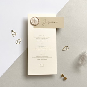 Luxury Wedding Menu - Personalised Wedding Menu - with - Wax Seal - Place Name Card