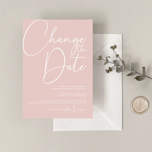 Wedding Postponement Card - Change the Date Card - Postponed Wedding - Blush Wedding Invitation -