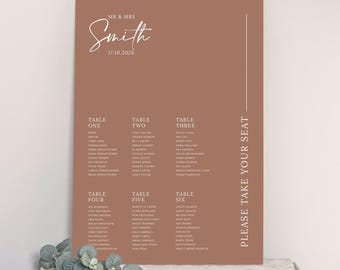 Terracotta Wedding Table Plan, Custom Seating Chart, Printed A1, A2 or Digital File