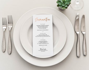 Personalised Gold Foil Wedding Menu - Rose Gold Wedding Menu - Silver Wedding Menu - Wedding Place Setting - Custom Wedding Stationery