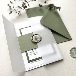 Sage Wedding Invitation Suite, Vellum Wedding Invitation - SAMPLE, Custom Wedding Invitation