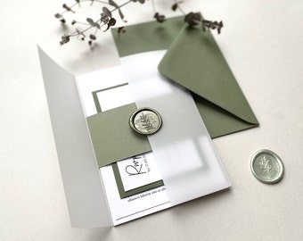 Sage Wedding Invitation Suite, Vellum Wedding Invitation - SAMPLE, Custom Wedding Invitation