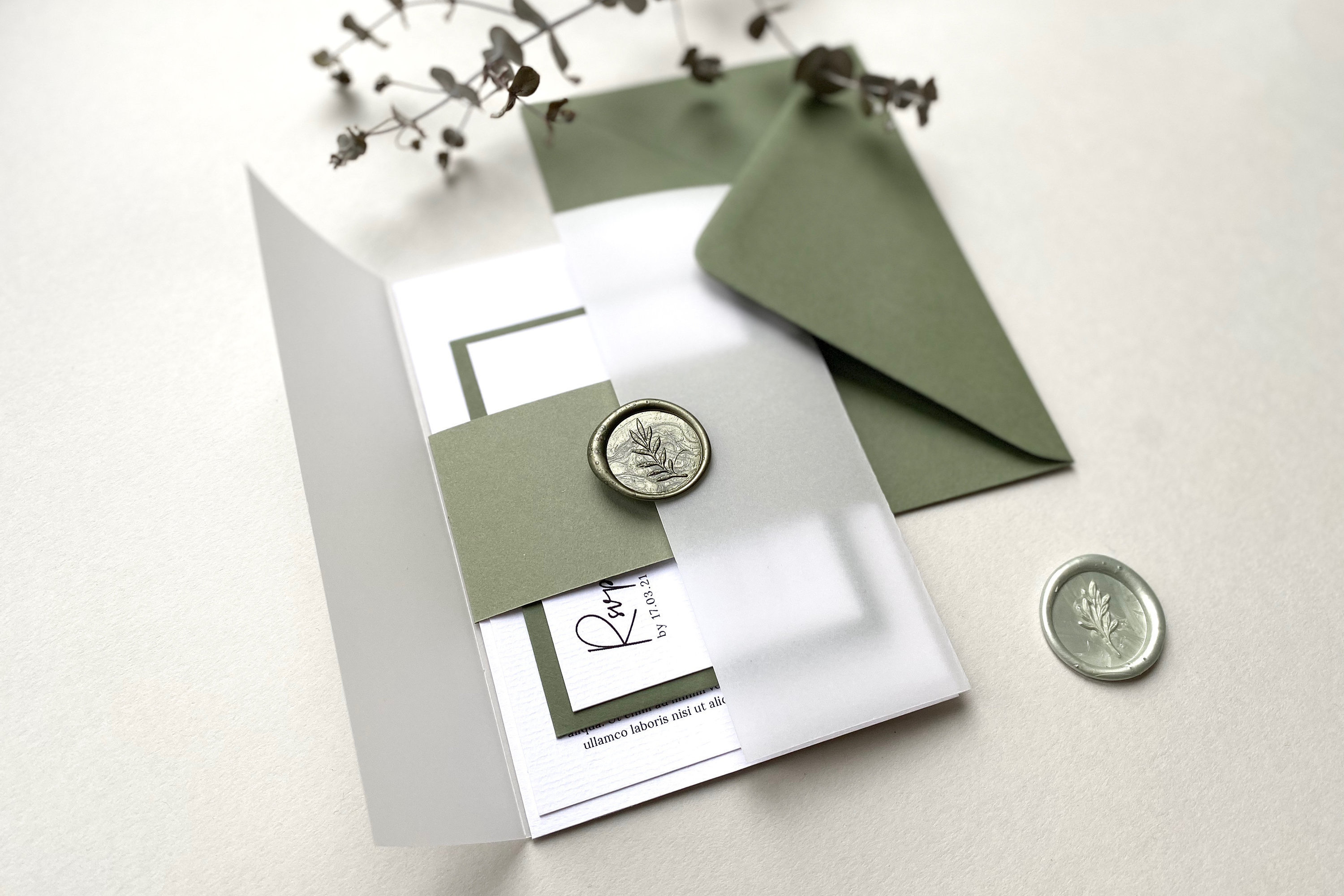 Sage Wedding Invitation Suite, Vellum Wedding Invitation - SAMPLE, Custom Wedding Invitation