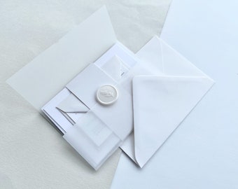 White Wedding Invitation SAMPLE - Custom Invitation - White - Champagne - Sage - Blue - Pink - Blush - Grey - Terracotta