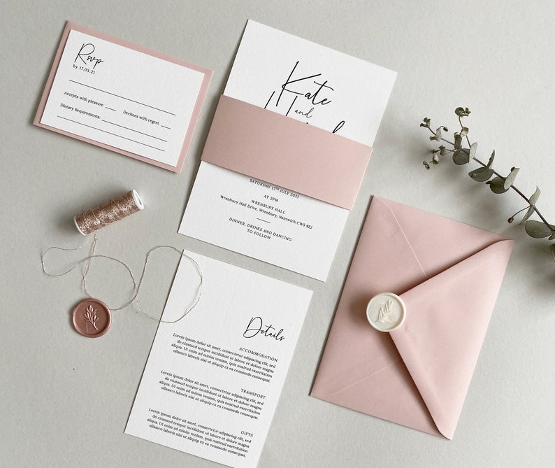 Blush Wedding Invitation Suite Vellum Wedding Invitation Etsy Australia