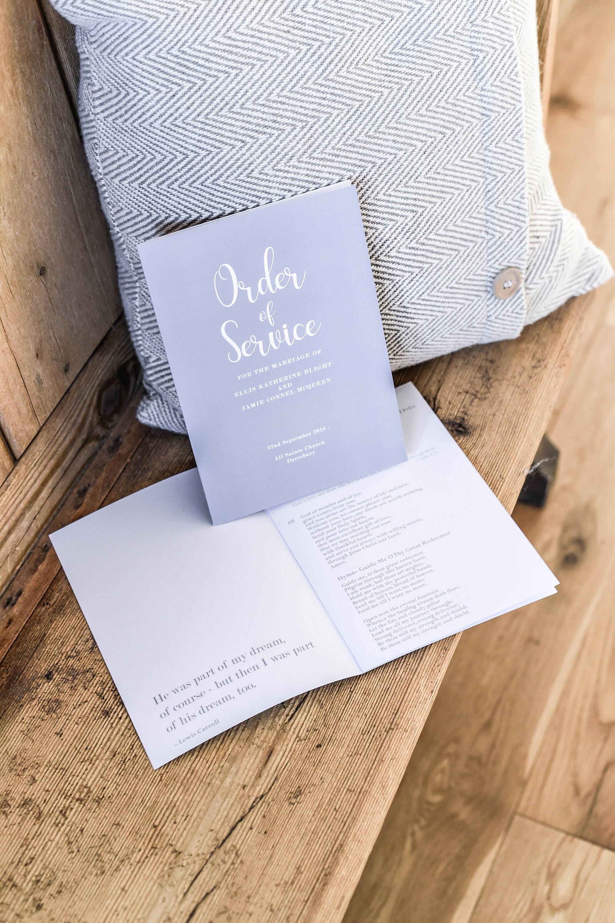 Grey Order Of Service - Wedding Custom Booklet Stationery