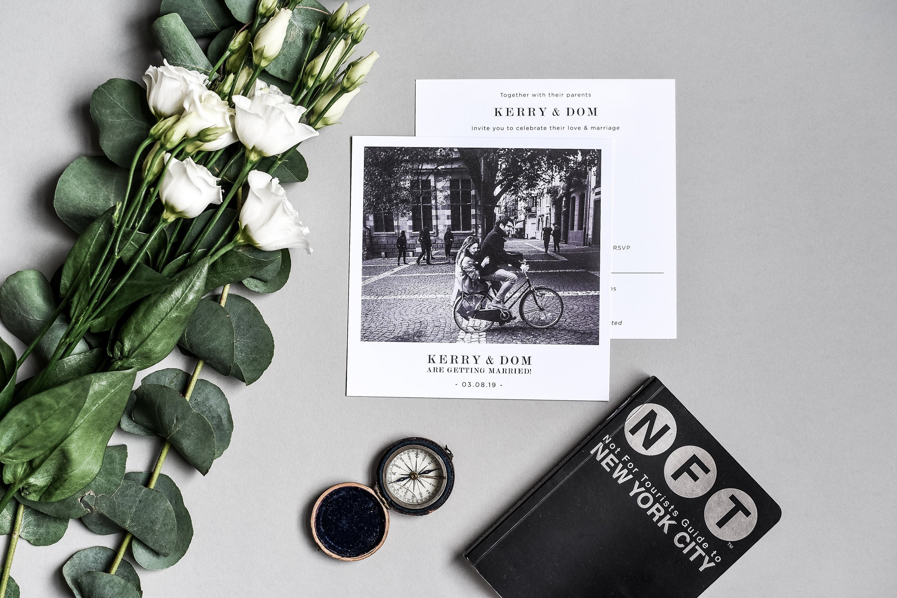 Polaroid Wedding Invitation - Photo Monochrome Custom Save The Date Cards Thank You Postcards