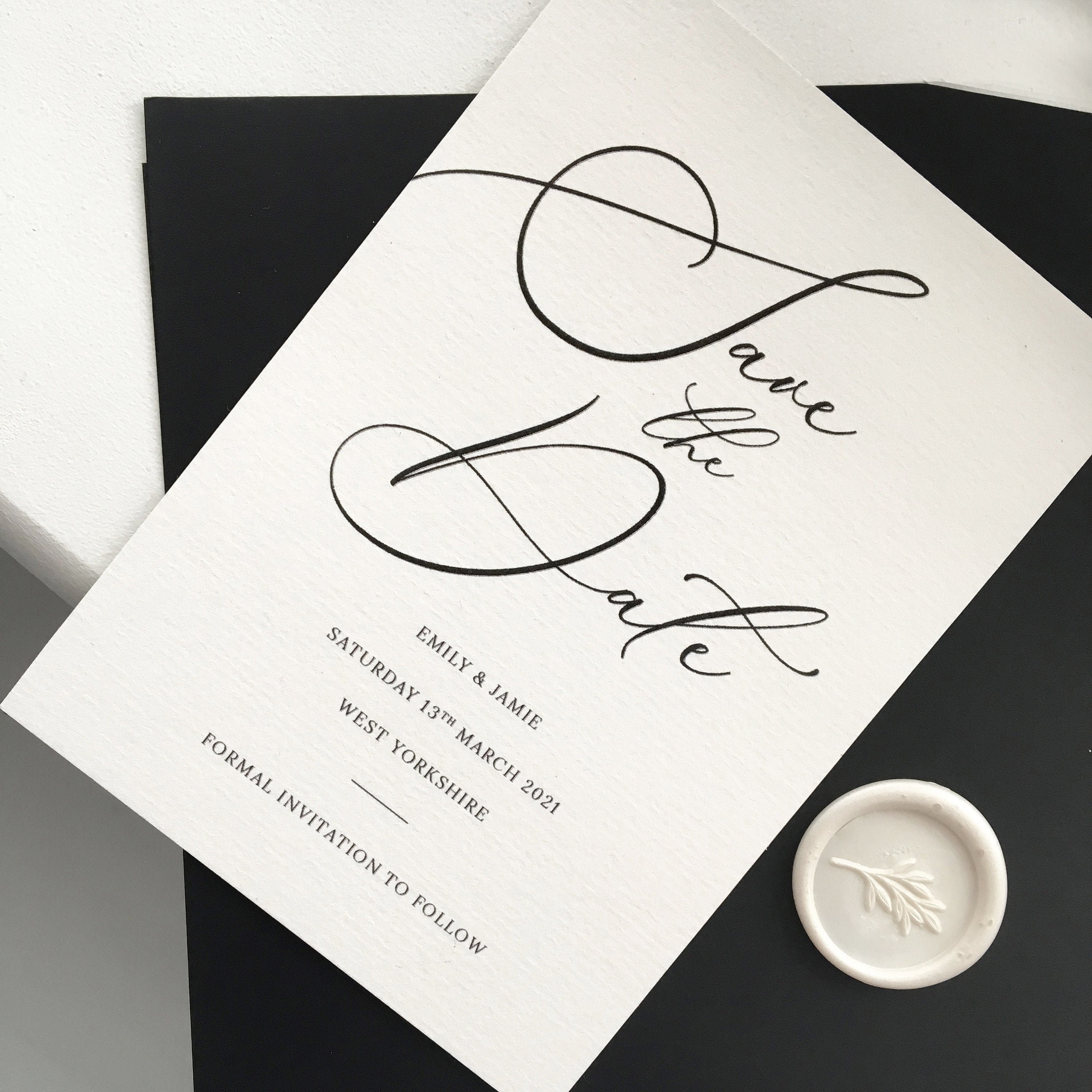 Luxury Monochrome Save The Date Card - Black Classic Elegant Cards Custom