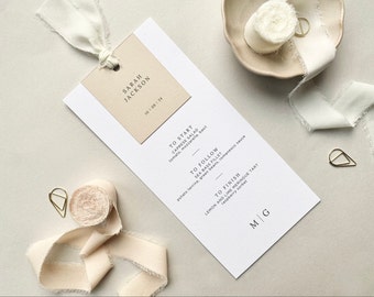 Elegant Wedding Menu, Chiffon Ribbon  I  Champagne  I  Beige  I  Neutral  I  White  I  Custom  I  Personalised Menu