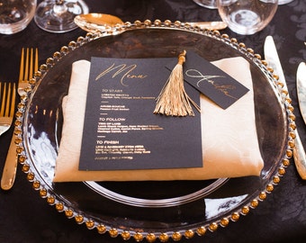 Black and Gold Wedding Menu - Personalised Gold Wedding Menu - Silver Wedding Menu - Wedding Place Card - Gold Place Cards - luxury