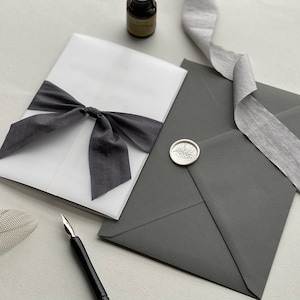 Luxury Wedding Invitation Suite, Vellum Wedding Invitation, with, grey ribbon - SAMPLE