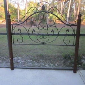 Metal Queen Headboard Ornate Brown With GoldShipping is not included