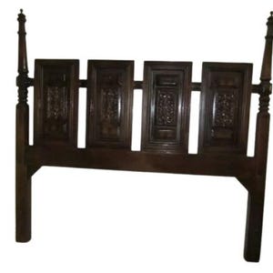 Vintage Full Size Headboard Dark Wood Tone Mid Century