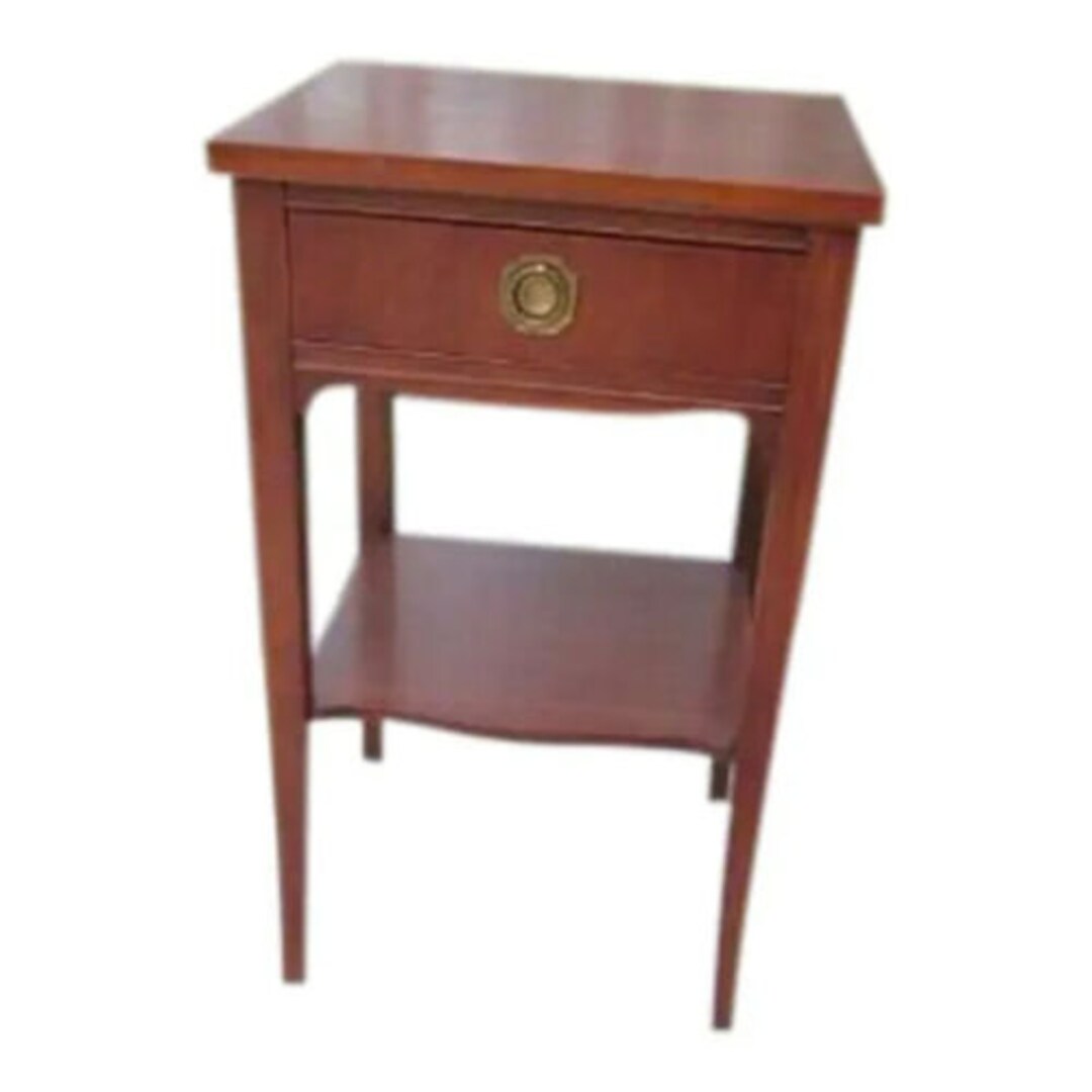 Vintage Side Solid Wood Table Square Single Drawer Medium Cherry Wood ...