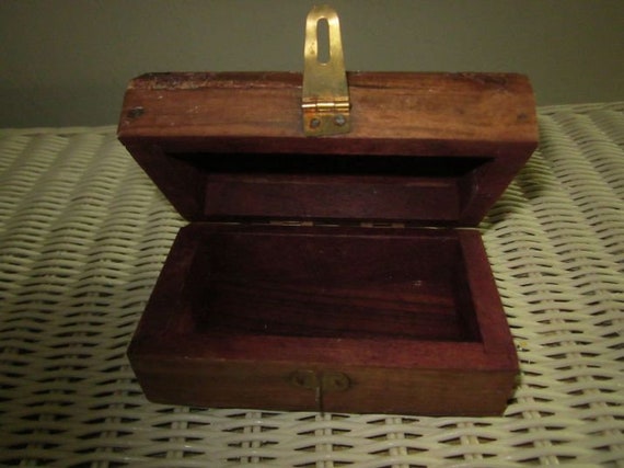 Carved Wood Small Jewelry Box From India Dark Woo… - image 7