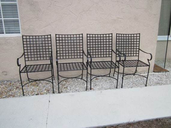 Vintage Brown Jordan Floine Pattern Four Black Metal Arm - Vintage Brown Jordan Patio Furniture Vintage Brown Jordan Floine Pattern Four Black Metal Arm - Vintage Brown Jordan Patio Furniture