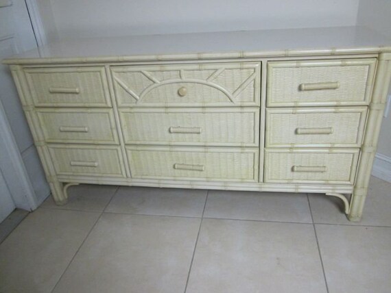 Solid Wood Bamboo Dresser By Henry Link Hollywood Regency 9 Etsy