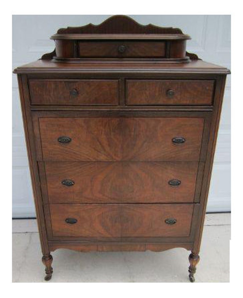 Antique Highboy Dresser Chest 6 Drawers Wood Medium Tone on Etsy