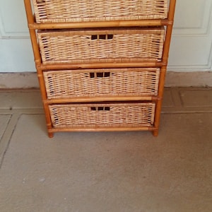 Natural Rattan Wicker Chest of 4 Drawer Hand Made Entry Way Organizer Rack .      .Shipping is not Included