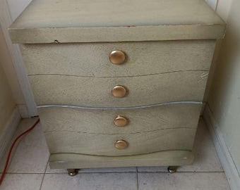 Vintage Wood Nightstand 2 Drawer Mid Century Modern