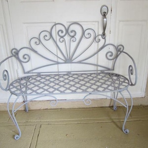 Patio Garden Bench Armrest Sturdy Metal Frame Grey Shipping Is Not Free