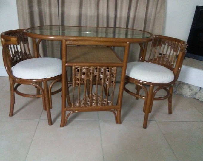 Bamboo Rattan Set Oval Table Two Chairs Honeymoon Set Shipping