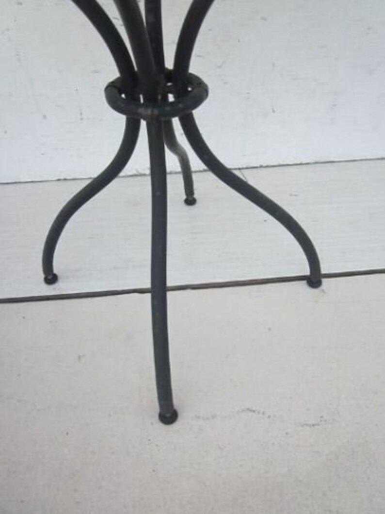Metal Patio Set Black Round Table Tile Top and Two Folding Etsy