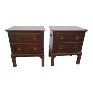 Vaughan Bassett Nightstand 2 Drawer Handle On Sides Solid Cherry Set of 2