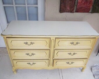 French Provincial Wood 6 Drawer by Henry Link Pale Yellow Shipping