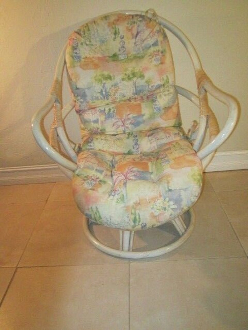 Swivel Rocking Papasan Chair Bent Bamboo Ivory Color Good Etsy