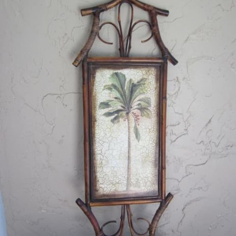 ONE 14 X 18 Inch Etched Bamboo Frame with Tropical Leaf Design