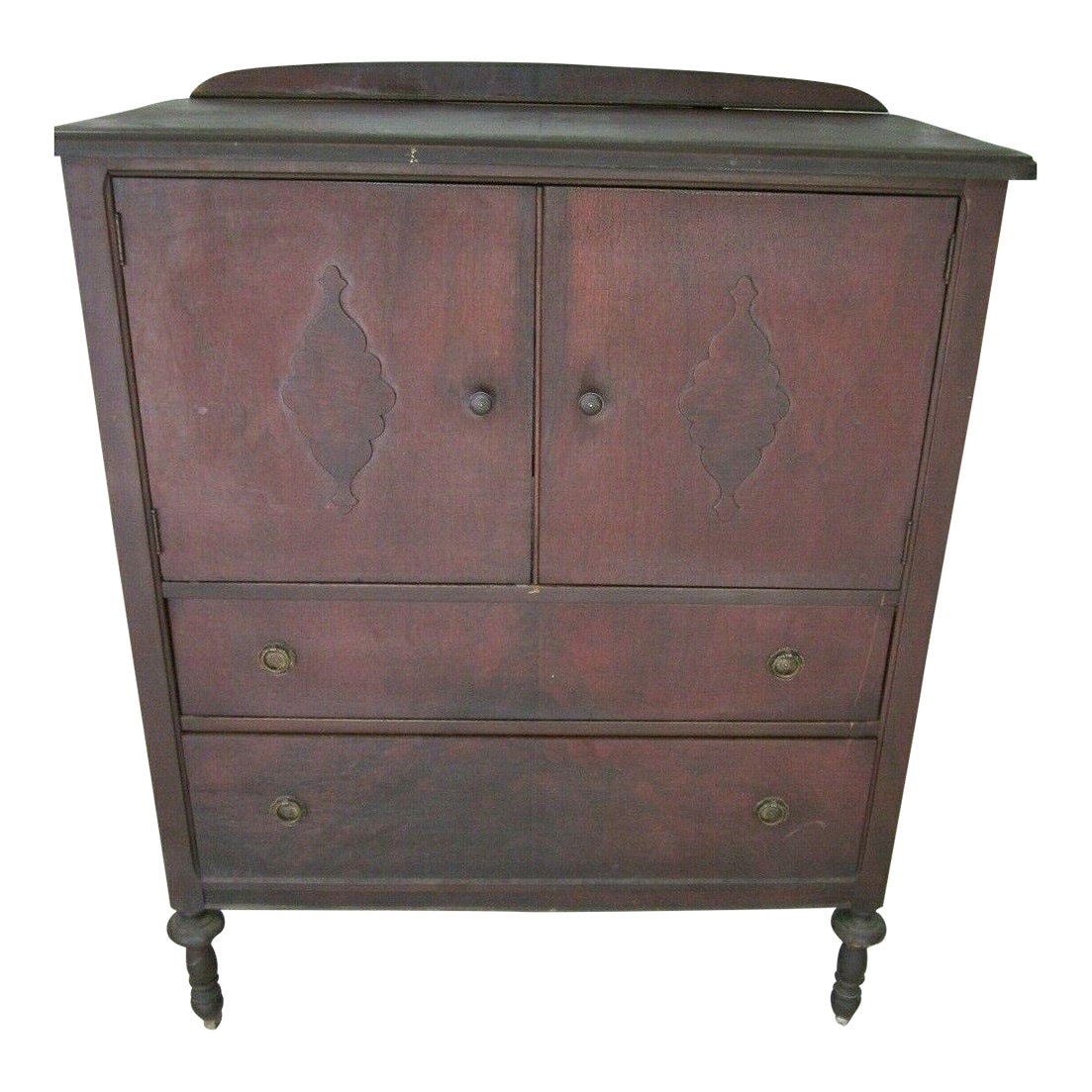 Antique Tall Boy Chest 5 Drawers 2 Doors on Wheels Dark Wood Tone From the  1900s Shipping is Not Free - Etsy