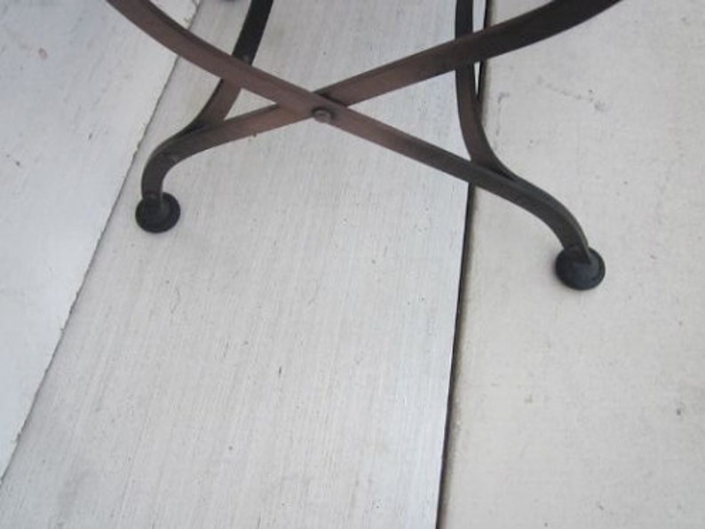 Metal Patio Set Black Round Table Tile Top and Two Folding Etsy