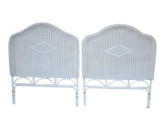 Wicker Coral Bay Style Twin Headboard White Set of Two  Shipping Is Not Free