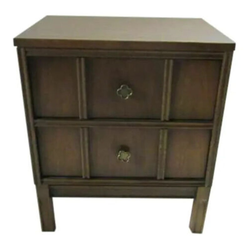 One Vintage Solid Wood Nightstand by Bassett Gunstock Two Etsy