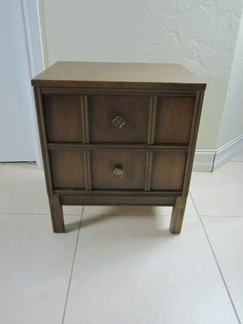 One Vintage Solid Wood Nightstand by Bassett Gunstock Two Etsy