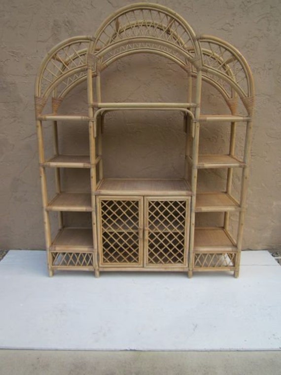Pagoda Style Bamboo Rattan Entertainment Center TV Media