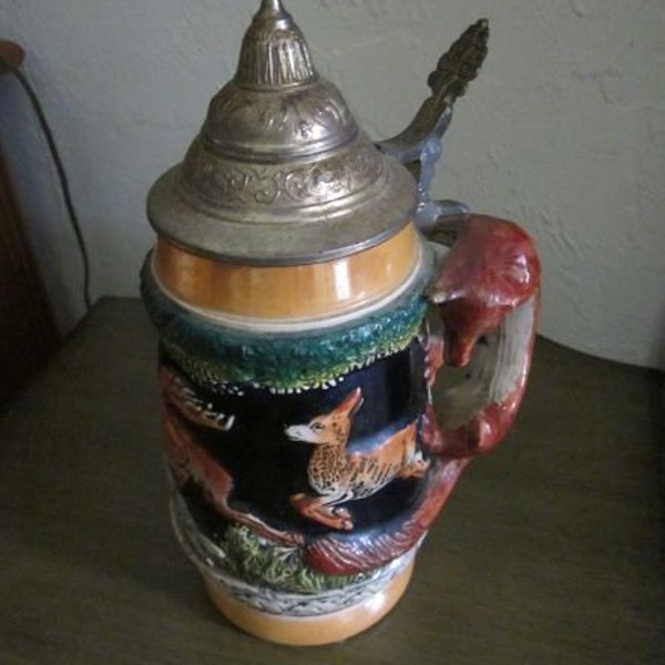 German Stein With Fox Handle Etsy