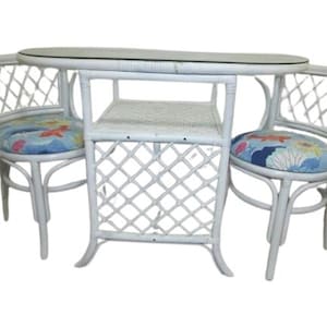 Bamboo Rattan Dinette Set Oval Table Two Chairs Honeymoon Set Curved Back ChairShipping Is Not Free
