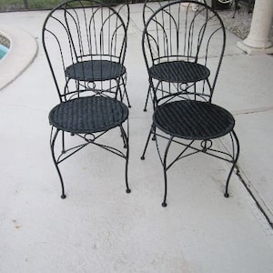 Vintage Ice Cream Parlor Metal Chair With Wicker Seat Set of FourShipping Is Not Free