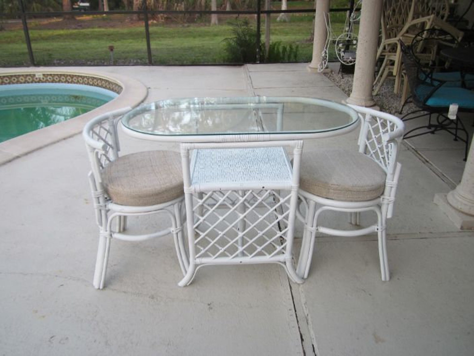 Bamboo Rattan Set Oval Table Two Chairs Honeymoon Set Etsy UK