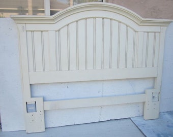 King Headboard Coastal Cottage Wood White Color